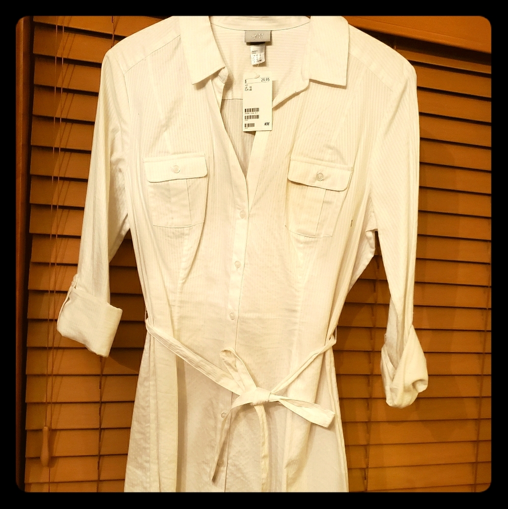 White shirt dress, knee length